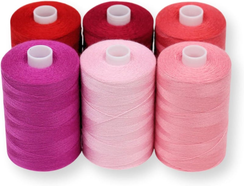 BlesSew Sewing Thread in Red Color Tones – 6 Spools of Polyester Thread for Sewing Machine for Beginners, Hand Stitching & Quilting - 1000 yds per Spool - Image 1